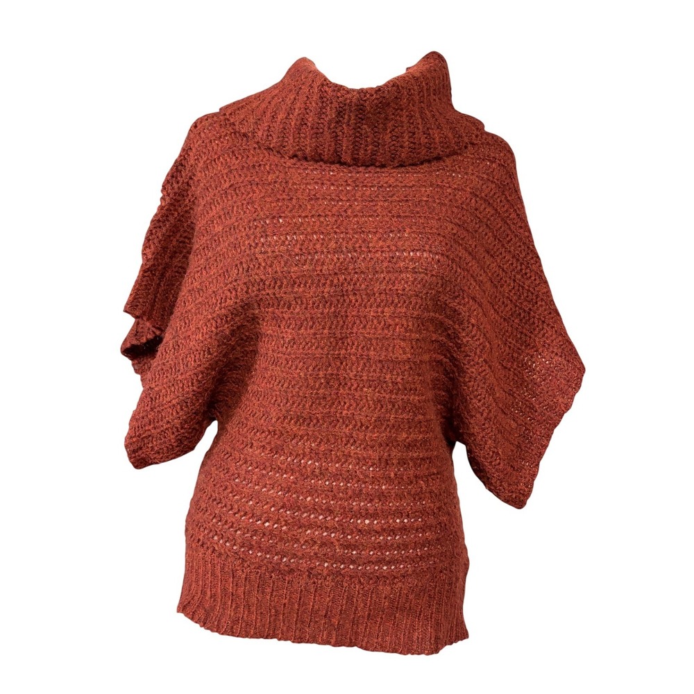 Free People Sweater Womens Small Orange Wool Cowl Neck Dolman Knit Pullover